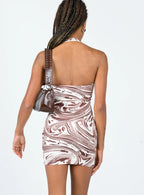 Xyla Mini Dress Brown / White